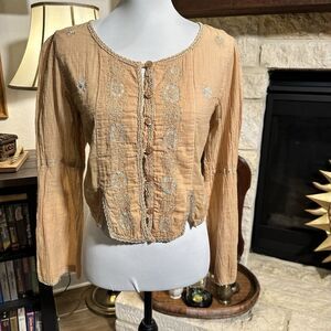 More By Lata Y2K Embroidered Button Up Top M Cottagecore Fairy Peasant Hippie